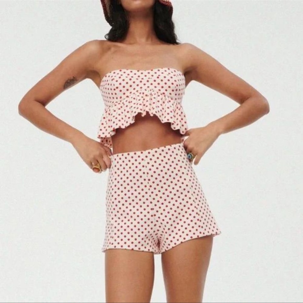 Zara polka dot bustier and shorts set. Size Medium. New with tags